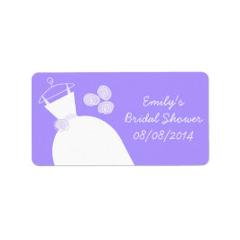 の結婚ガウン紫ブライダルシャワー培地 ラベル