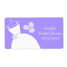 の結婚ガウン紫ブライダルシャワー水平 ラベル