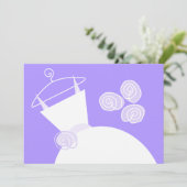 の結婚ガウン紫ブライダルシャワー水平 招待状 (スタンド正面)