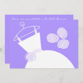 の結婚ガウン紫ブライダルシャワー水平 招待状 (正面/裏面)