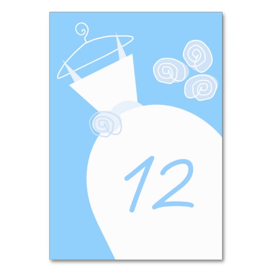 の結婚ガウン青のテーブルカード テーブルナンバー (正面)