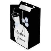 の結婚ガウン青の花嫁と新郎ブラックミディアム ミディアムペーパーバッグ (裏面アングル)