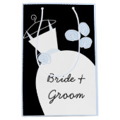 の結婚ガウン青の花嫁&新郎ブラックパステルメッド ミディアムペーパーバッグ (正面)