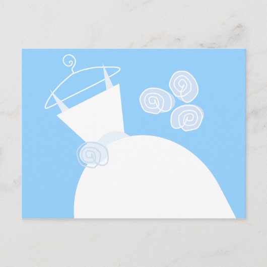 の結婚ガウン青はがき（水平） ポストカード (正面)