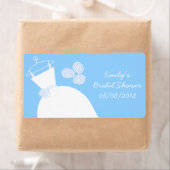 の結婚ガウン青ブライダルシャワー水平 ラベル (インサイチュ)