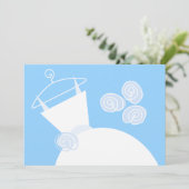 の結婚ガウン青ブライダルシャワー水平 招待状 (スタンド正面)