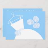 の結婚ガウン青ブライダルシャワー水平 招待状 (正面/裏面)