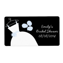 の結婚ガウン青ブライダルシャワー黒水平 ラベル