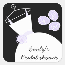 の結婚ガウン・パープル'ブライダルシャワー'スクエアブラック スクエアシール