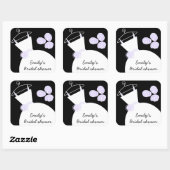 の結婚ガウン・パープル'ブライダルシャワー'スクエアブラック スクエアシール (シート)