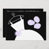 の結婚ガウン・パープルブライダルシャワー横黒 招待状 (正面/裏面)