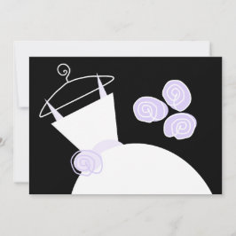 の結婚ガウン・パープルブライダルシャワー横黒 招待状