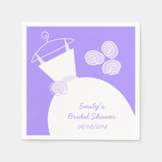 の結婚ガウン・パープルブライダルシャワー「文字」 スタンダードカクテルナプキン (正面)