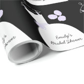 の結婚ガウン・パープル「ブライダルシャワー」ブラック ラッピングペーパー (ロールコーナー)