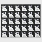 の結婚ガウン・パープル「ブライダルシャワー」ブラック ラッピングペーパー (フラット)