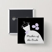 の結婚ガウン・パープル「花嫁の母」ブラック 缶バッジ (正面&裏面)
