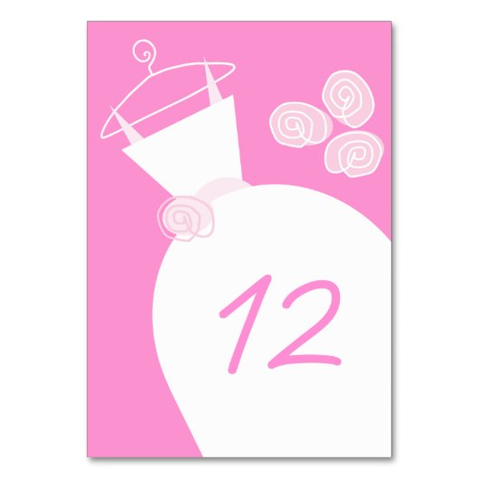 の結婚ガウン・ピンクのテーブルカード テーブルナンバー (正面)