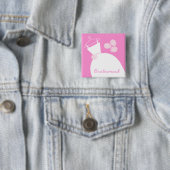 の結婚ガウン・ピンクの「花嫁メイド」の四角 缶バッジ (インサイチュ)