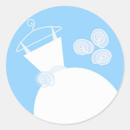 の結婚ガウン・ブルーのステッカー ラウンドシール