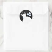 の結婚ガウン・ブルーの丸い黒いステッカー ラウンドシール (バッグ)