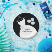 の結婚ガウン・ブルー「ブライダルシャワー」ブラック ペーパープレート (パーティー)