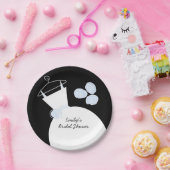 の結婚ガウン・ブルー「ブライダルシャワー」ブラック ペーパープレート (パーティー)