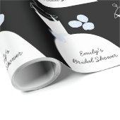 の結婚ガウン・ブルー「ブライダルシャワー」ブラック ラッピングペーパー (ロールコーナー)