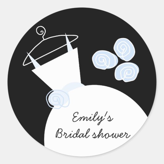 の結婚ガウン・ブルー「ブライダルシャワー」ラウンドブラック ラウンドシール (正面)