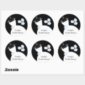 の結婚ガウン・ブルー「ブライダルシャワー」ラウンドブラック ラウンドシール (シート)