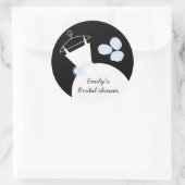 の結婚ガウン・ブルー「ブライダルシャワー」ラウンドブラック ラウンドシール (バッグ)