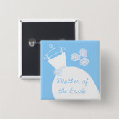 の結婚ガウン・ブルー・マザー・オブ・ザ・ブライド・スクエア 缶バッジ (正面&裏面)