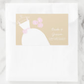 の結婚ガウンPink Beige 'Bride and Groom' 長方形シール (バッグ)