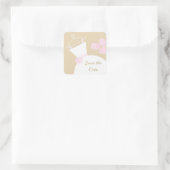 の結婚ガウンPink Beige 'Save the Date'スクエア スクエアシール (バッグ)