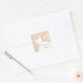 の結婚ガウンPink Beige 'Save the Date'スクエア スクエアシール (封筒)