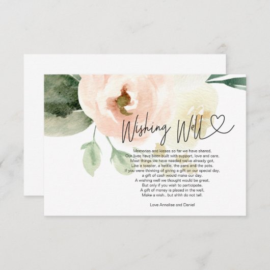 の結婚キャッシュ頼ギフトフローラの願い エンクロージャーカード (正面/裏面)