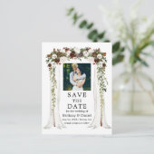 の結婚キャノピーアーチ水の色の緑の森フローラ 案内ポストカード (スタンド正面)