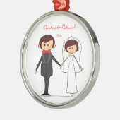 の結婚キャラクターパーソナライズされたオーナメント(C2) メタルオーナメント (左)