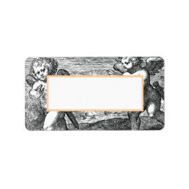 の結婚キューピッド白黒ヴィンテージ ラベル