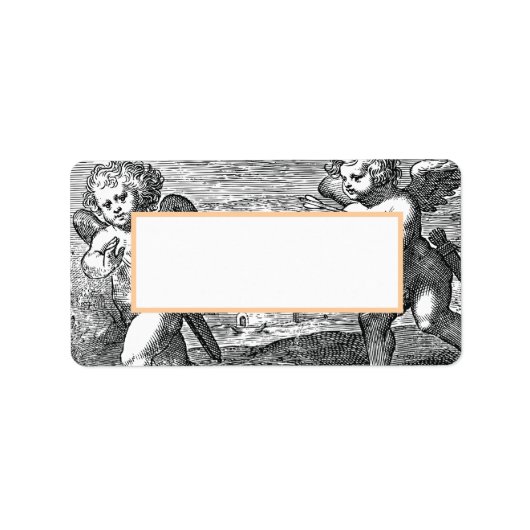 の結婚キューピッド白黒ヴィンテージ ラベル (正面)