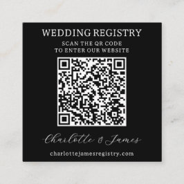 の結婚ギフトレジストリQRコードブラック&ホワイト写真 エンクロージャーカード
