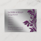 の結婚ギフト登録カード紫のスパークル エンクロージャーカード (裏面)