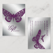 の結婚ギフト登録カード紫の蝶 エンクロージャーカード (正面/裏面)