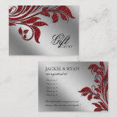 の結婚ギフト登録カード赤いスパークルクリスマス エンクロージャーカード (正面/裏面)