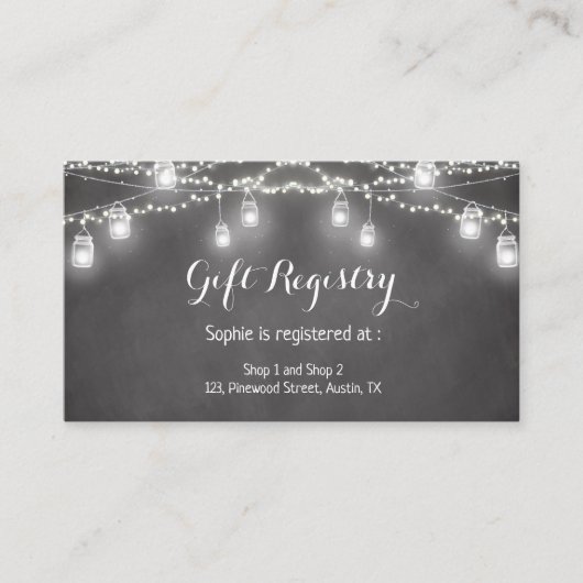 の結婚ギフト登録ブラックメイソンJar エンクロージャーカード (正面)