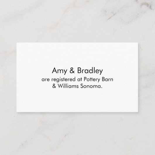 の結婚ギフト登録、スクリプエレガントトタイポグラフィ エンクロージャーカード (裏面)
