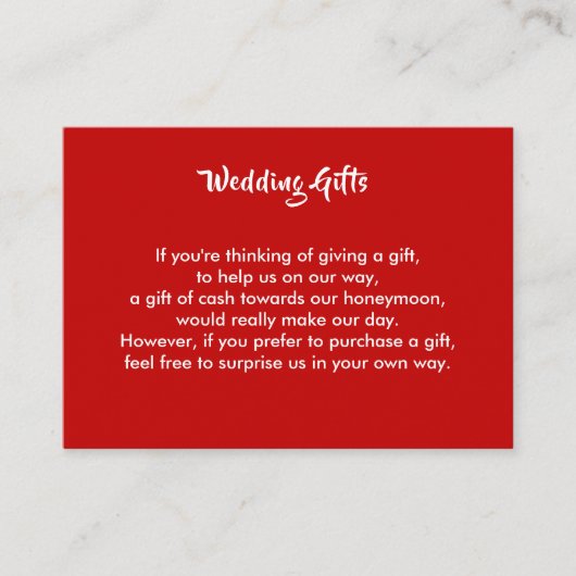 の結婚ギフト要請ハネムーンパーソナライズされた金 エンクロージャーカード (正面)