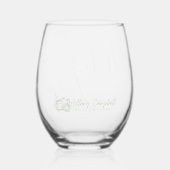 の結婚クライアントの贈り物名前をカスタムするとビジネスロゴ ステムなしワイングラス (裏面)