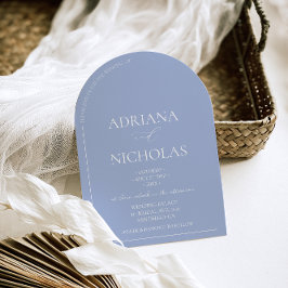 の結婚クラシックライトブルーシンプルアーチ形 招待状