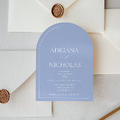 の結婚クラシックライトブルーシンプルアーチ形 招待状