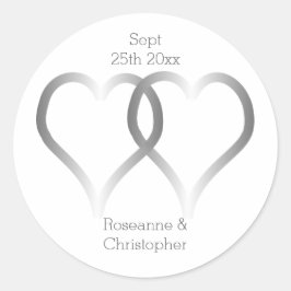 の結婚クラシックラウンドステッカー銀ハート ラウンドシール
